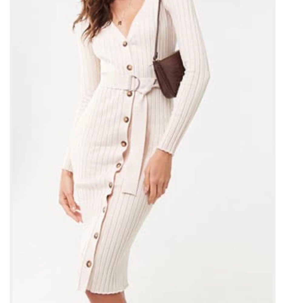 White Long Sleeve Sweater Dress